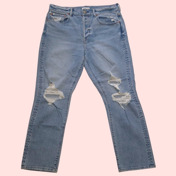 AEO Premium AE77 Light-Medium Destroy Wash Straight Crop – 12 REGULAR / 12R - Picture 2 of 7